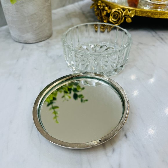 VTG silver and glass vanity bowl with mirror - Picture 3 of 9